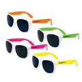 White Frame Adult Classic Sunglasses w/ Assorted Neon Arms